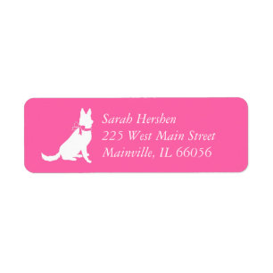 German Shepherd Dog Baby Shower Pink Girl Return Address Label