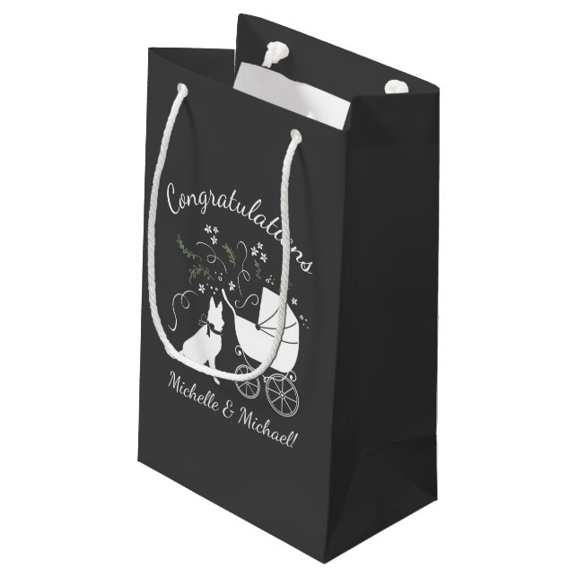 German Shepherd Dog Baby Shower Small Gift Bag (Back Angled)