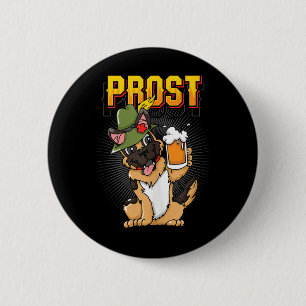 German Shepherd Dog Beer Mug Bavaria Prost Tank To 6 Cm Round Badge