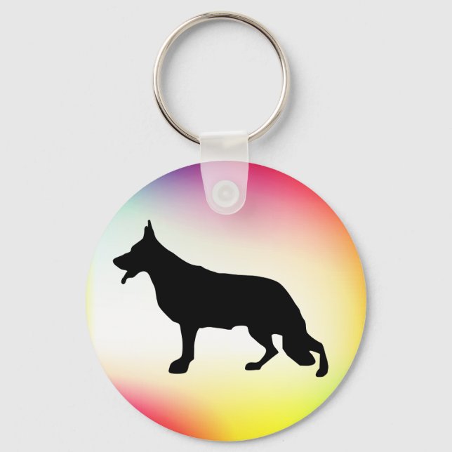 German Shepherd Dog black Key Ring (Front)
