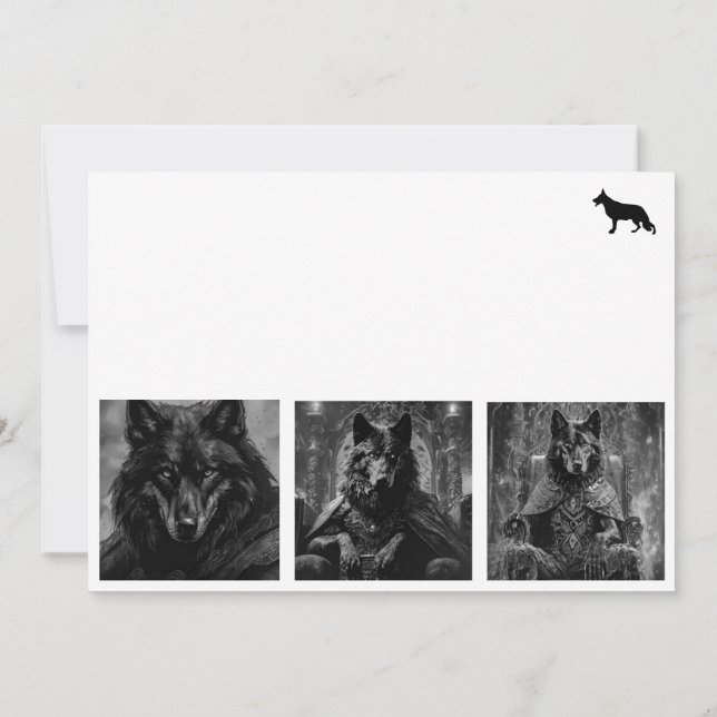 German Shepherd dog Black Thank You Card (Back)