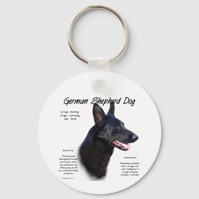 German Shepherd Dog (blk) History Design Key Ring (Front)