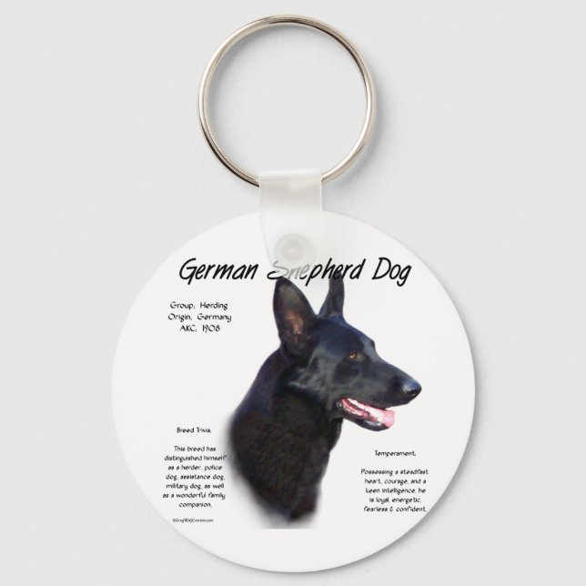 German Shepherd Dog (blk) History Design Key Ring (Front)