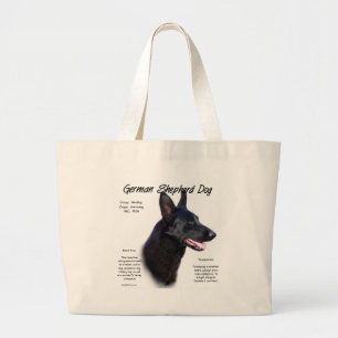 German Shepherd Dog (blk) History Design Large Tote Bag