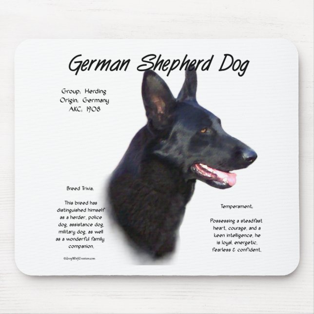 German Shepherd Dog (blk) History Design Mouse Pad (Front)