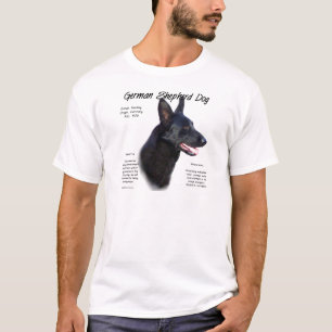 German Shepherd Dog (blk) History Design T-Shirt