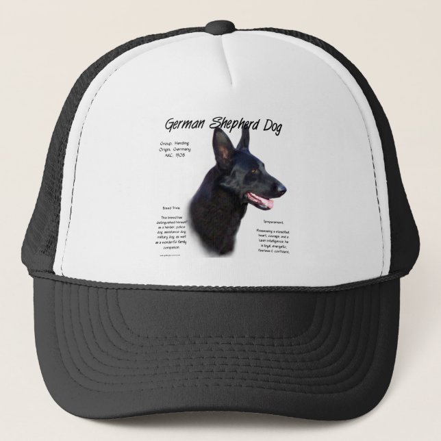 German Shepherd Dog (blk) History Design Trucker Hat (Front)