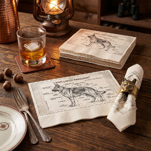 German Shepherd Dog Blueprint Napkin