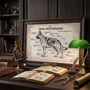 German Shepherd Dog Blueprint Poster