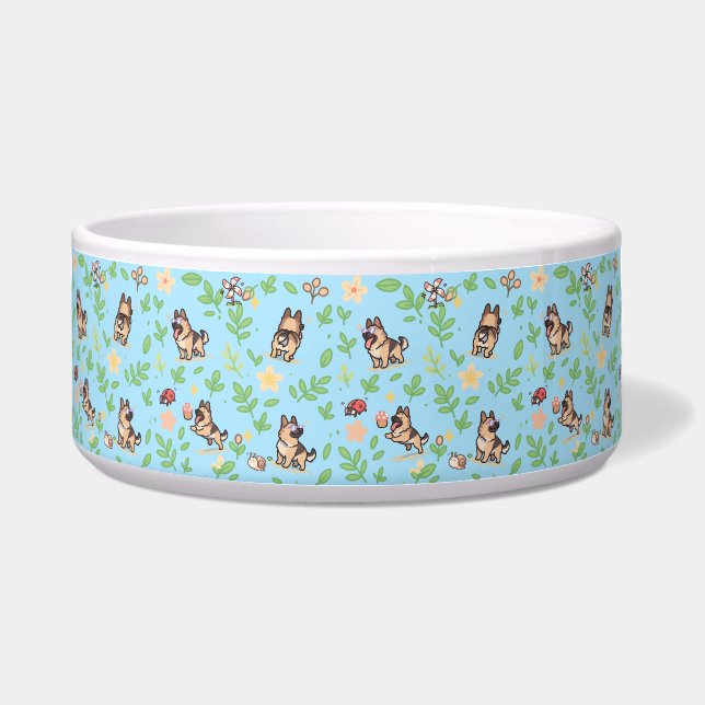 German Shepherd Dog Bowl Spring Floral Pet Lover G (Front)