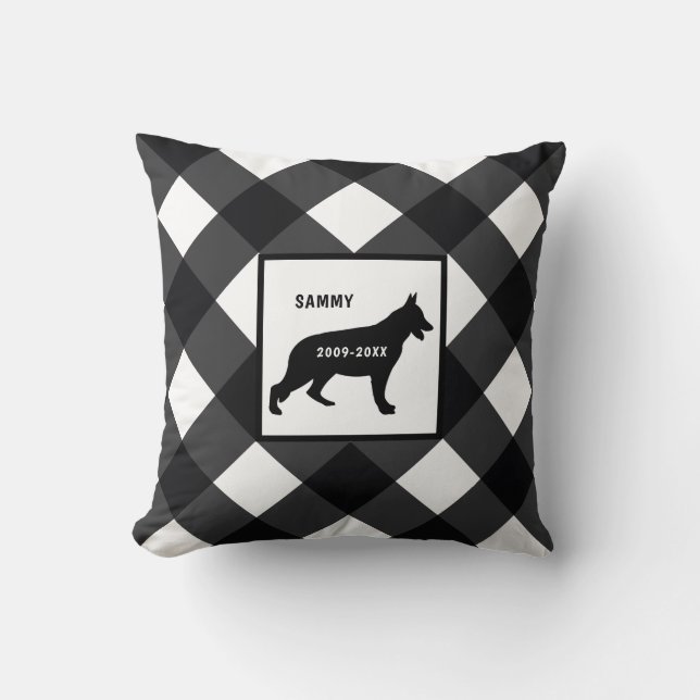 German Shepherd Dog Breed Buffalo Check Memorial Cushion (Front)