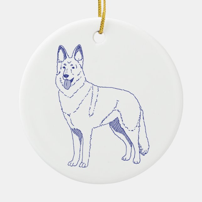 German Shepherd Dog breed Ceramic Ornament (Front)