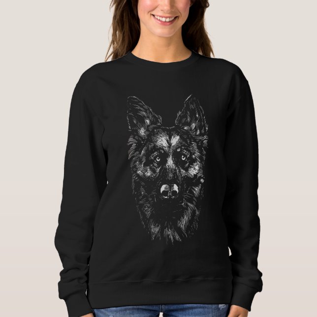 German Shepherd Dog Breed Face Lover Sweatshirt (Front)