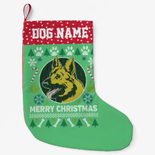 German Shepherd Dog Breed Ugly Christmas Sweater Small Christmas Stocking
