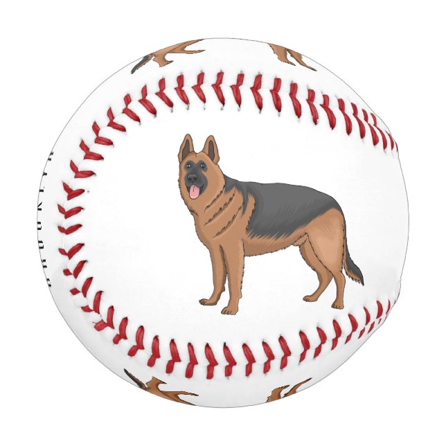 German shepherd dog cartoon illustration  baseball (Front Left)