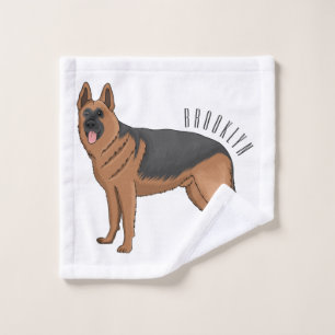 German shepherd dog cartoon illustration bath towel set