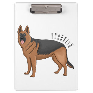 German shepherd dog cartoon illustration clipboard