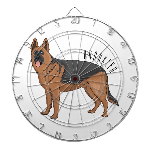 German shepherd dog cartoon illustration  dartboard (Front)