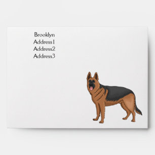 German shepherd dog cartoon illustration envelope