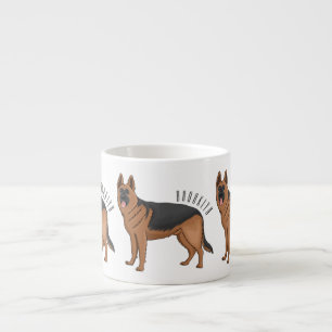 German shepherd dog cartoon illustration  espresso cup
