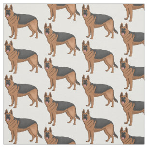 German shepherd dog cartoon illustration fabric