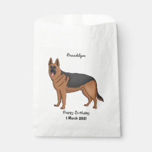 German shepherd dog cartoon illustration favour bag