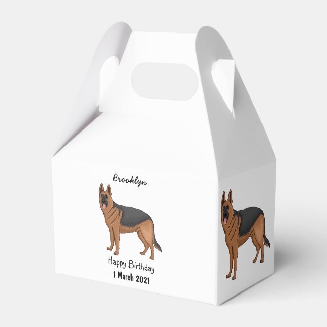 German shepherd dog cartoon illustration favour box (Front Side)