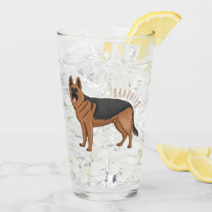 German shepherd dog cartoon illustration  glass