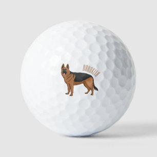 German shepherd dog cartoon illustration  golf balls