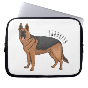 German shepherd dog cartoon illustration laptop sleeve