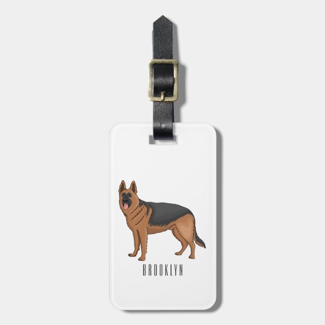 German shepherd dog cartoon illustration  luggage tag (Front Vertical)
