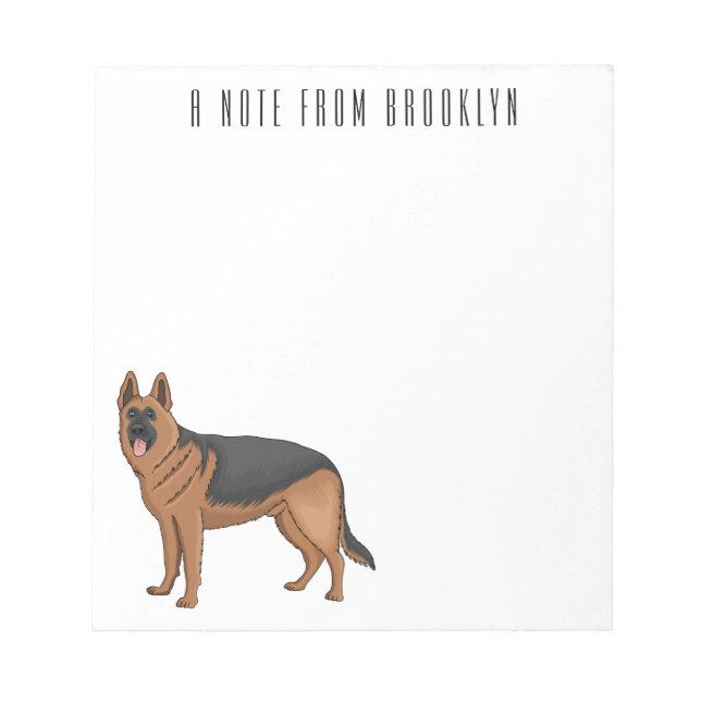 German shepherd dog cartoon illustration  notepad (Front)