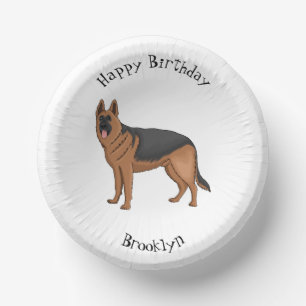 German shepherd dog cartoon illustration paper plate