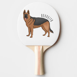 German shepherd dog cartoon illustration  ping pong paddle