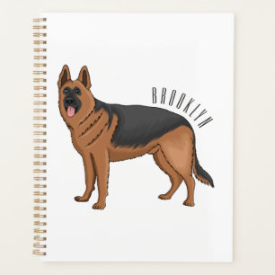 German shepherd dog cartoon illustration planner