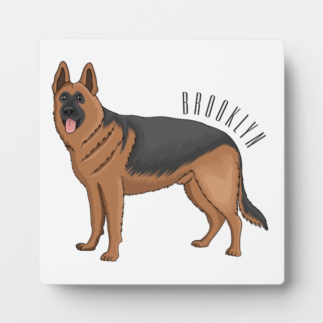 German shepherd dog cartoon illustration plaque (Front)