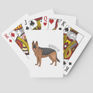 German shepherd dog cartoon illustration  playing cards