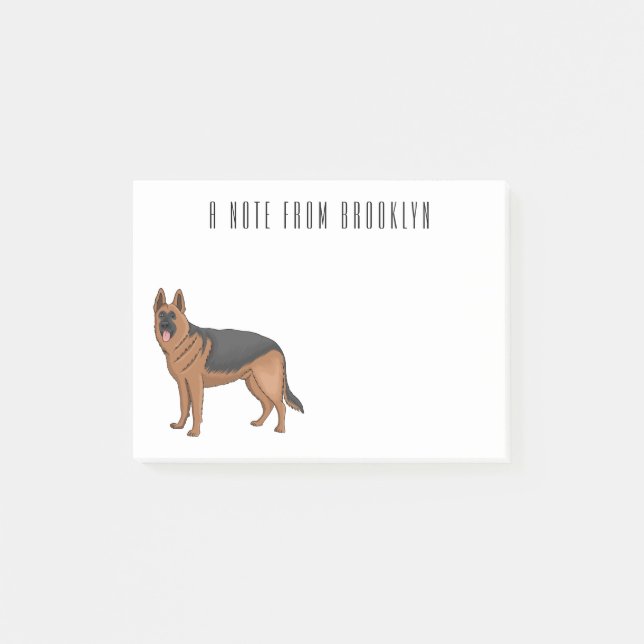 German shepherd dog cartoon illustration post-it notes (Front)