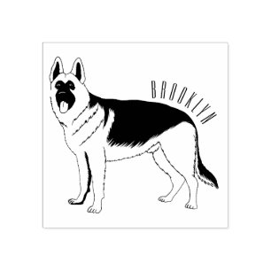 German shepherd dog cartoon illustration  rubber stamp