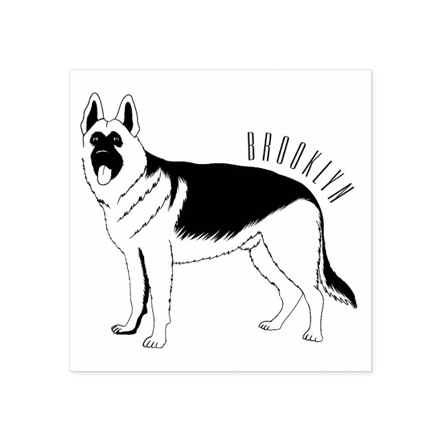 German shepherd dog cartoon illustration  rubber stamp (Imprint)