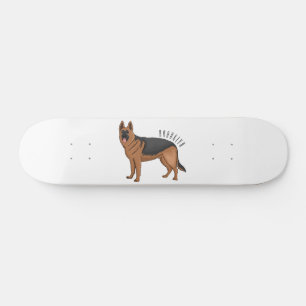 German shepherd dog cartoon illustration  skateboard