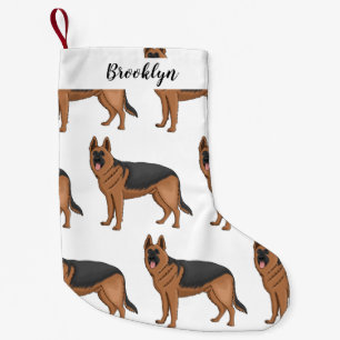 German shepherd dog cartoon illustration  small christmas stocking