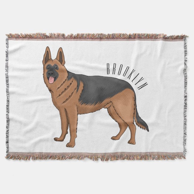 German shepherd dog cartoon illustration  throw blanket (Front)