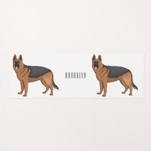 German shepherd dog cartoon illustration yoga mat