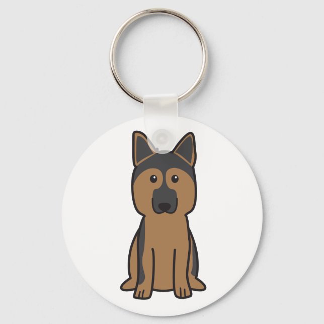 German Shepherd Dog Cartoon Key Ring (Front)