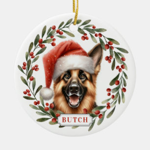 German Shepherd Dog Ceramic Circle Ornament