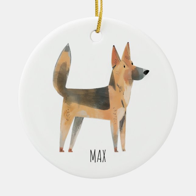 German Shepherd Dog Ceramic Ornament (Front)