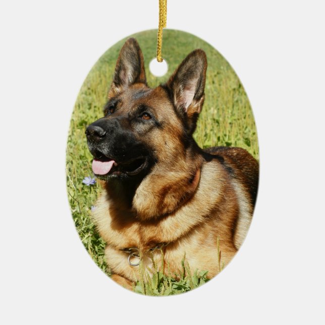 German Shepherd Dog Ceramic Ornament (Front)