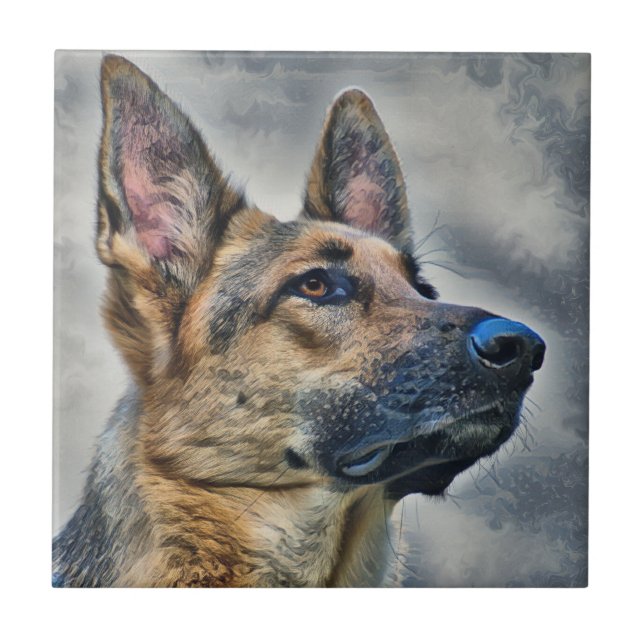 German Shepherd Dog Ceramic Tile (Front)