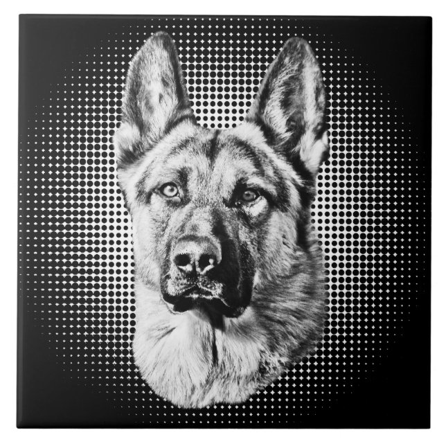 German Shepherd dog Ceramic Tile (Front)